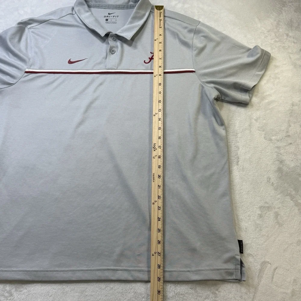 Nike Dri-Fit Alabama Crimson Tide‎ Polo Shirt XL Gray Golf On Field